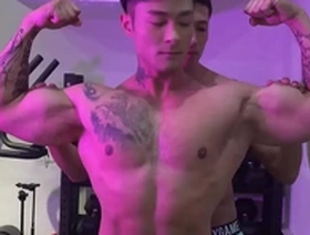 Fitness trainer has a crush on an Asian model and enjoys nipple play and worship.
