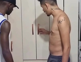 Public sex with an Asian hitchhiker with a big dick