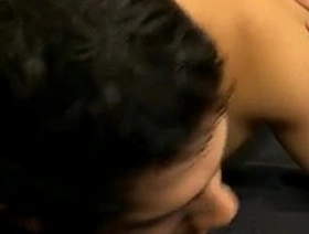 Mike, an Asian transsexual, is tied up and blindfolded in a gay porn gallery.