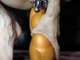 Anal pleasure with a big toy: a Chinese anal plug 8.2cm