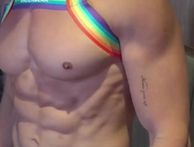 Beautiful Asian model showing off his chiseled upper body.