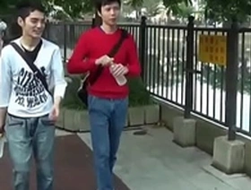 Young Asian boy masturbates and cums on his body