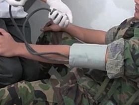 Gay Asian twink fuck session in a kinky medical themed scene.