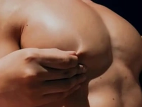 Steamy Asian muscle worship with nipple pinching and teasing.