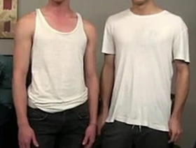 Young Asian gay hotel scene with As Riler and Zaden, blow job and anal sex.