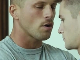 Muscular gay sergeants have their way with young Asian recruit in a three woman and one man scene.