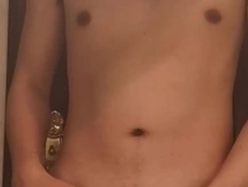Solo Chinese boy getting ready to shave