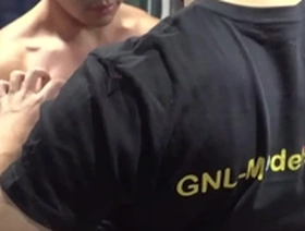 Muscle worship and nipple play with an Asian hunk.