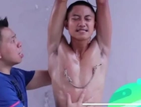 Asian soldier Ares in bondage BDSM gay porn video