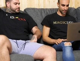 Young straight guy tries out gay for pay with muscle stud