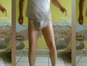 Gay man dancing in wet underclothes and panties MISTRAL RELIEF
