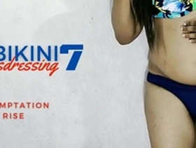 Cross dressing Indian shemale in blue bikini in hot lingerie, big cock and anal sex scene.