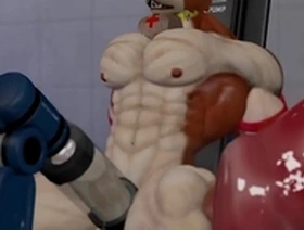 Furry superhero milking