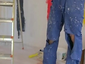 Hot tattoo guy goes into ecstasies after work dancing and undressing