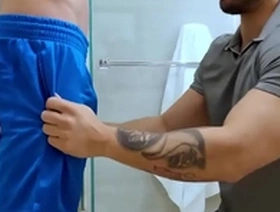 Showerbait rough shower fuck with two hunks