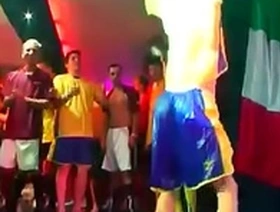 Group masturbation in locker room and gay emo boy jock fuck party