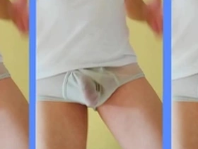 Alejandro mistral maduro bailando dotado ropa interior blanca