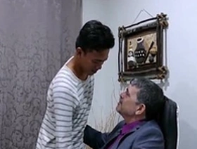 Jap stud jude satisfies his attractive boss in a office