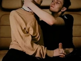 Hunk fucked in anal in the back seat of a car