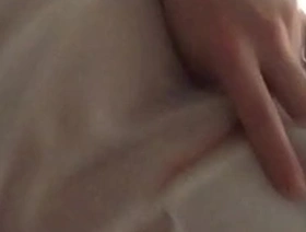 Playing with my tiny clit in white lingerie